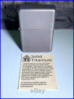 110 Solid Titanium Zippo Lighter Rare 2001 Original Box & Paperwork Edc