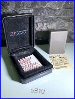 110 Solid Titanium Zippo Lighter Rare 2001 Original Box & Paperwork Edc