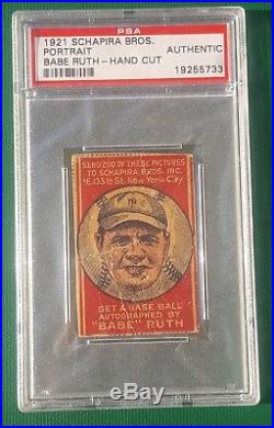 1921 Schapira Bros. Babe Ruth baseball card NO ARROWS PSA Authentic Bambino RARE