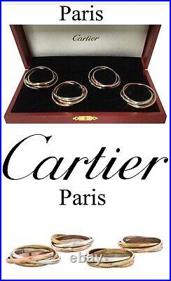 4 Cartier HUGE RARE Vintage Trinity Napkin rings In Original Box