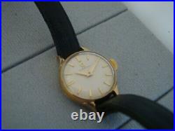 9ct Gold Omega. Ladies vintage watch. Original clam-shell box. Rare piece