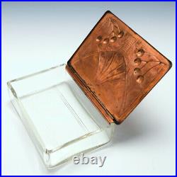 A Rare Copper Lidded Signed Art Nouveau WMF Glass Cigar Box c1920