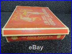 Akro Agate Lemonade & Oxblood Octagonal Child's Tea Set /VERY RARE Original Box