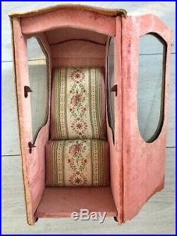 Antique 1800s French Sedan Chair Display Cabinet Doll Box RARE