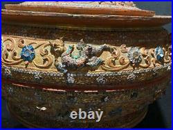 Antique Box Burma Burmese Wood Painted Dragon Tayo Lacquer Asian Large Rare 20th