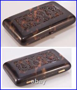 Antique Case Cigarette Box Cards China Dragon Decor Engraved West Rare Old 19th
