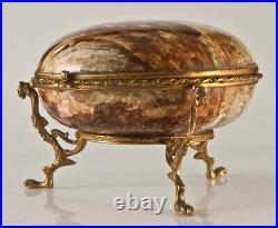 Antique Earthenware Box Pipe Smoker Bronze Strapping Polychrome Man Rare Old 19c