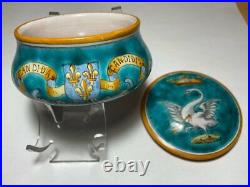Antique Émile Balon Candy Box Polychrome Blois Earthenware Small Signed Rare Old