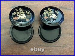 Antique Lady's Box Lacquer Le Thy Vietnam Lid Hairbrush Mirror Doe Rare Old 20th