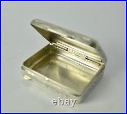 Antique Pillbox Sterling Silver 900 Small Box Foreign Engrave Surface Rare 20th