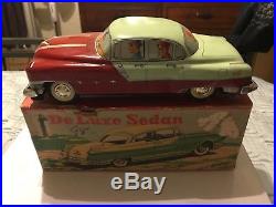 Asahitoy Japan 1948-1955 DeLuxe Sedan Tin Friction Toy Car In Original Box. Rare