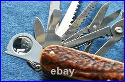 C1990s Vintage, RARE STAGHORN VICTORINOX SwissChamp Swiss Army Knife NEW IN BOX