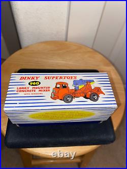 DINKY SUPERTOYS LORRY MOUNTED CONCRETE MIXER 960 WithORIGINAL BOX RARE GREY BARREL