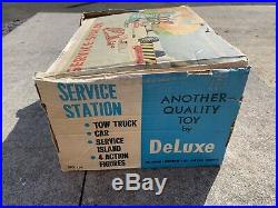 Deluxe Toys Service Station With Cars In Its Original Box Excellent Rare