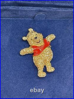 Disney Winnie The Pooh Swarovski Crystal Pin Brooch RARE Original Box Never Worn