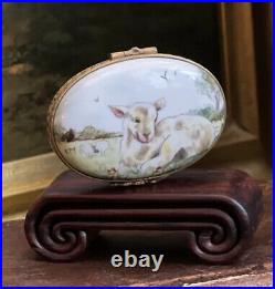 Dreamy Rare Limoges France Peint Main Porcelain Pastoral Sheep Lamb Ewe Box 2