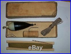 Fisherman's Outfit Box With Line, Bobber, Hooks Rare Indeed. Excellent