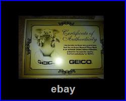 GEICO Maxwell The Pig TALKING Piggy Bank Rare in Box with Certificate OOP gecko