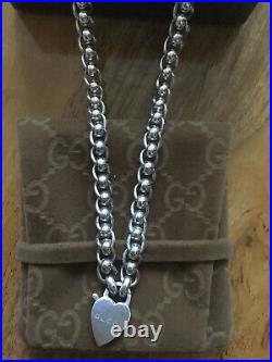 Genuine Gucci Sterling Silver Heart necklace in original box Very Rare