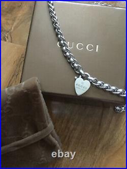 Genuine Gucci Sterling Silver Heart necklace in original box Very Rare