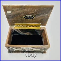 Genuine Incolay Stone Jewelry Box Forest Friends Brown Rare Vintage