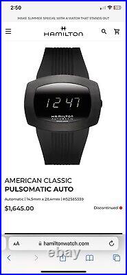 Hamilton Pulsomatic Automatic Digital Watch Rare H52585339 Original Box & Tag