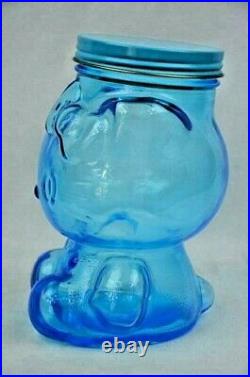 Hello Kitty Vintage Blue Glass Jar Canister Rare Only from Japan Original box