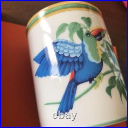 Hermes Rare Collectible Porcelain Mug in Original Box Blue White Floral Pattern