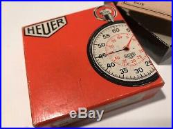 Heuer 7 Jewel Stop Watch Rare Vintage With Original Box And Papers 7j