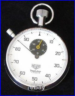Heuer Trackstar 7 Jewel Stopwatch, Nos New In Original Box, Rare Swiss Timer