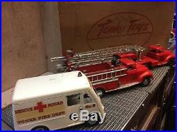 INCREDIBLE 1950's Tonka Toy very-RARE-ORIGINAL BOX B-212 Fire Department 3PC SET