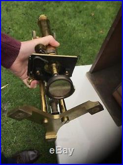 John B Dancer JB Dancer RARE Antique Brass Microscope With Original Box