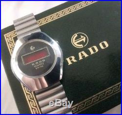 LED LCD 1970s RADO Quartz. Swiss. Digital. Original. RARE Watch + Box