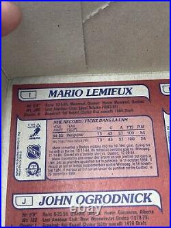 Mario Lemieux O-Pee-Chee Rookie 1985-1986 Box Bottom Uncut RARE Panel 1,2,3,4