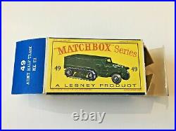 Matchbox #49 Army Half Track MKIII Rare Large Rollers in Original D1 Box Lot 254
