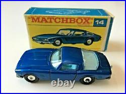 Matchbox Lesney #14 Iso Grifo Rare Lighter Blue in Original Rare F2 Box Lot 257