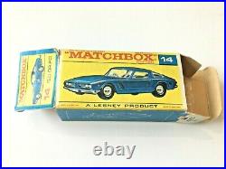 Matchbox Lesney #14 Iso Grifo Rare Lighter Blue in Original Rare F2 Box Lot 257