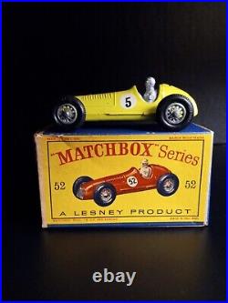 Matchbox Lesney #52 Yellow Maserati (Rare #5 Decal) In Original D Type Box