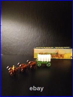 Matchbox Rare 1955 Horse Drawn Wagon Conestoga With 6 Horses In Original Box