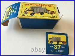 Matchbox Rare First Edition #37 Cattle Truck Original New Model E3 Box Lot 129