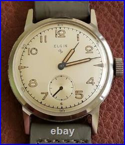 NOS Rare Elgin Mechanical Watch with Box, Original Strap New Old Stock