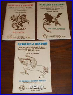 ORIGINAL D&D WOODGRAIN BOX 1975 3rd PRINT + extras RARE Gygax / Arneson