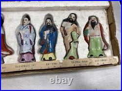 Old Chinese Eight Immortals Figurines With Original Box Rare