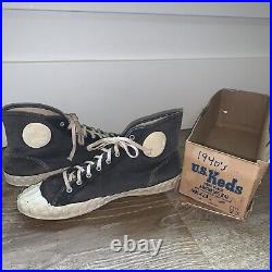 Original Box Rare 1940s US Keds Canvas High-Top Sneakers 9.5 MK 423 MADE USA