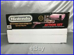 Original Nintendo NES Action Set BOX ONLY (Box, Styrofoam, Manuals, Bags) RARE