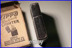 Patent Error Black Crackle Zippo Lighter Very Rare 1942 Original Box Ww2