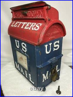 RARE 1907 or Older Antique Vintage U S Mail Street Letter Box With Lock & Key
