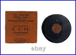RARE 1942-50 NHL Hockey Game Puck Art Ross-Tyer Vintage CCM with Original Box