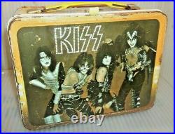 RARE 1977 Kiss Metal Lunch Box By Thermos Brand Rock Music Lunchbox Gene Simmons