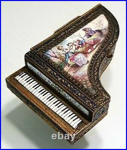 RARE 19C Viennese Enamel Miniature Piano Trinket Box Vienna Austrian